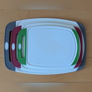 Gorilla Grip Cutting Board Set of 3 | White with Red, Green, Gray Trim | GUC